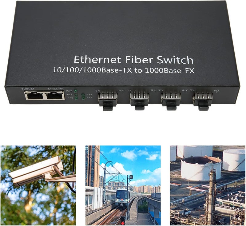 Estink SFP Ethernet Fiber Optic Switch, 1000m Ethernet Fiber Optic Transceiver, 4 Optical Ports 2 Electrical Ports, 120km, with LED Indicator, Supports 9k Bytes Jumbo Frames - Image 5